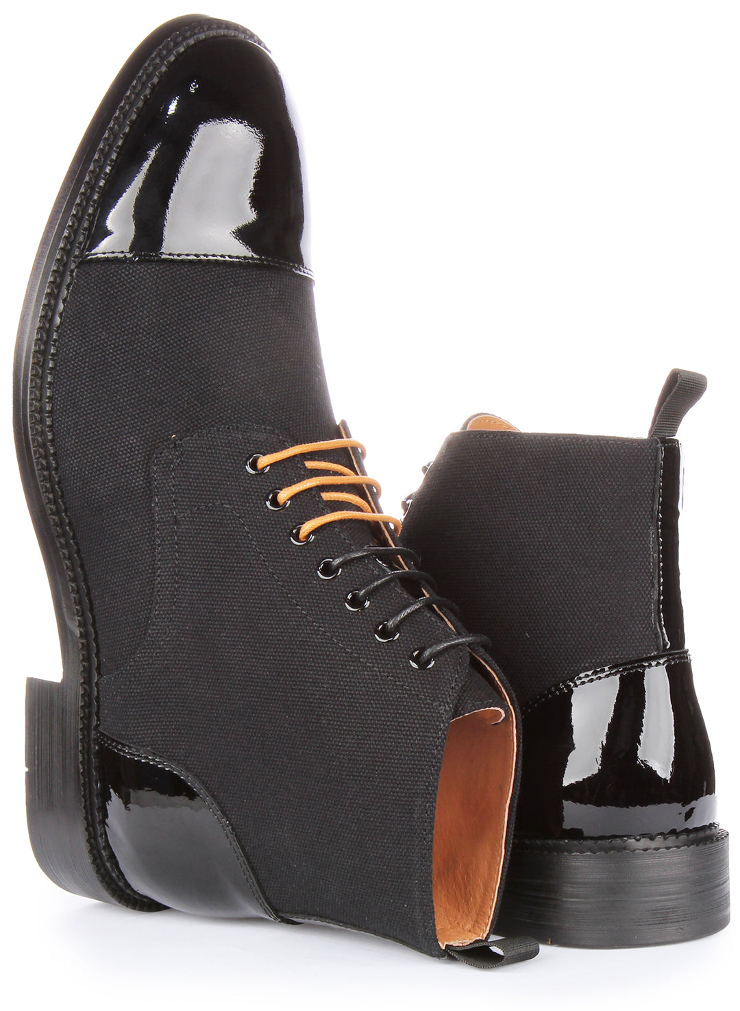 JUSTINREESS Harrison Botines de piel con cordones para hombre en negro