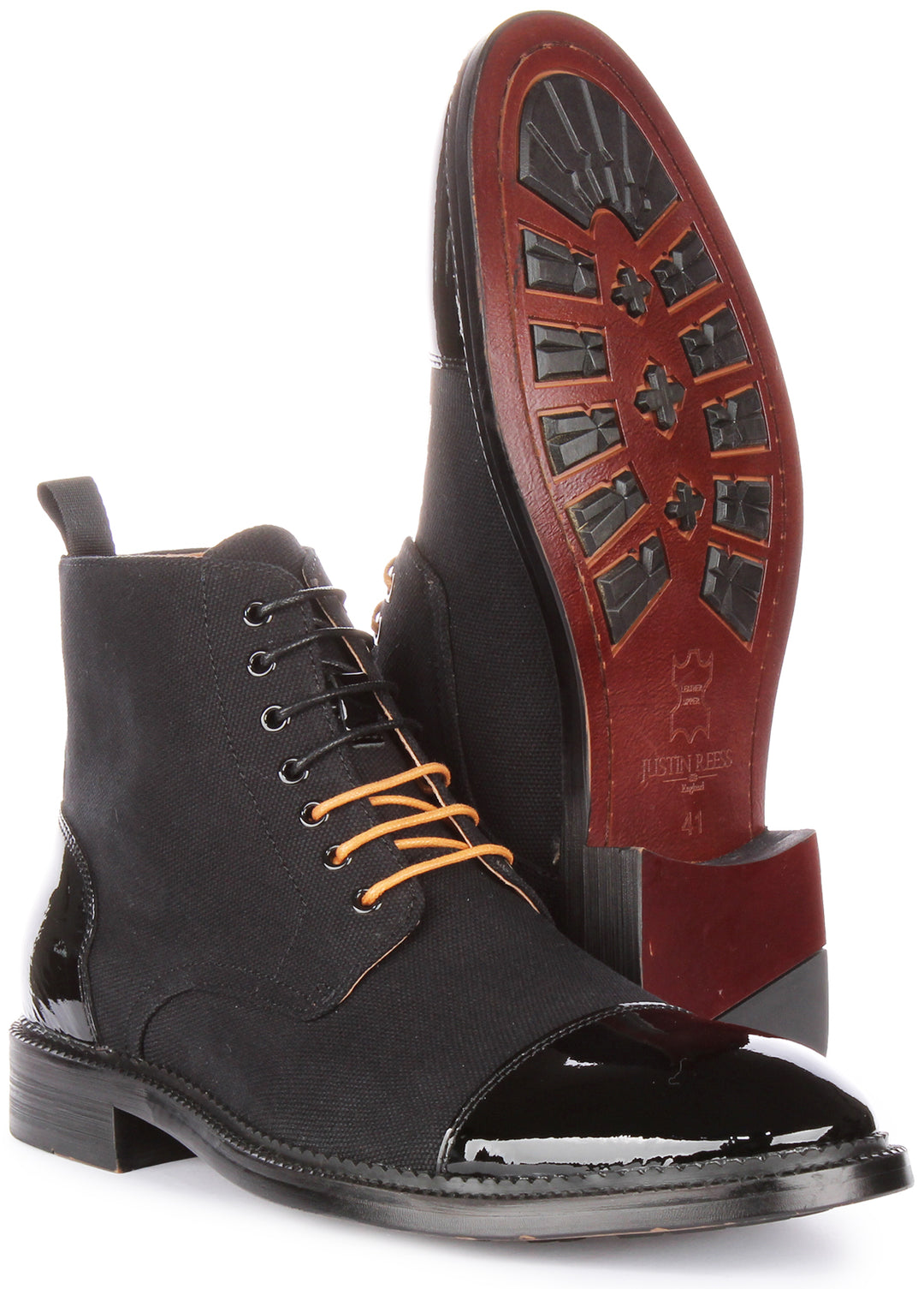 JUSTINREESS Harrison Bottines élégantes en cuir à lacets pour hommes en noir