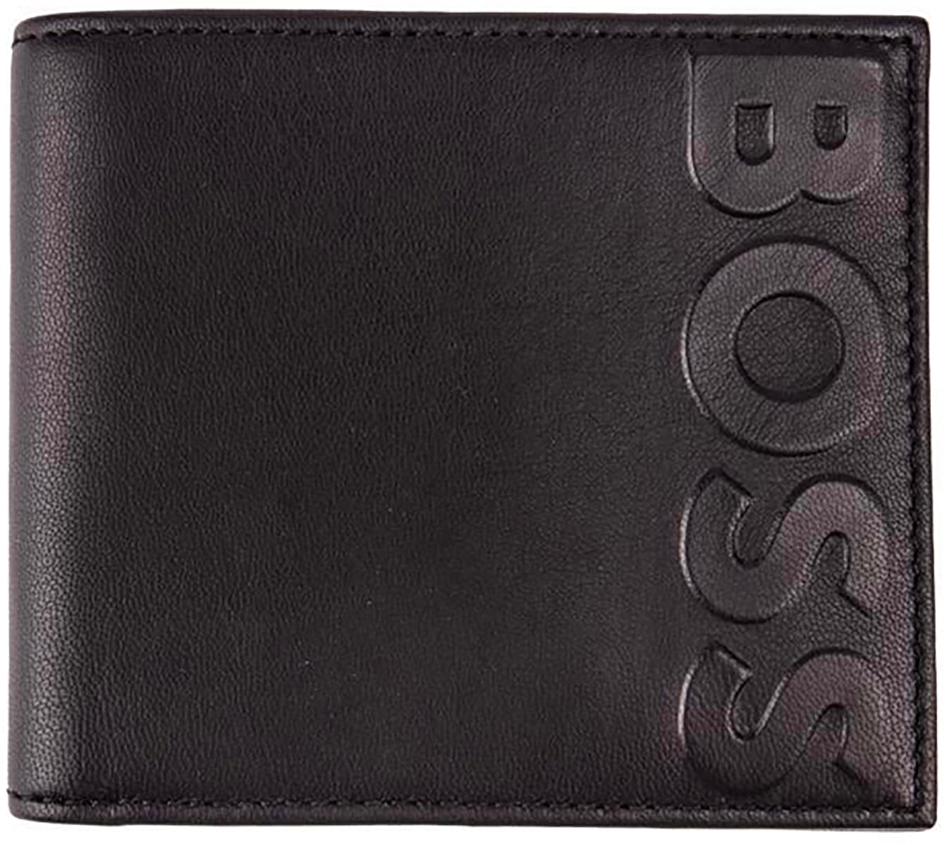HUGO - Billfold wallet in smooth leather with metal-framed logo