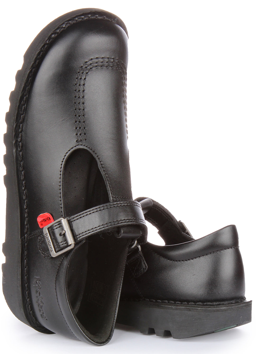 Kickers Kick T Bar Leather In Black For Youth