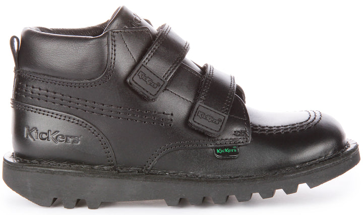 Kickers Kick Hi Roll Leather In Black For Infants