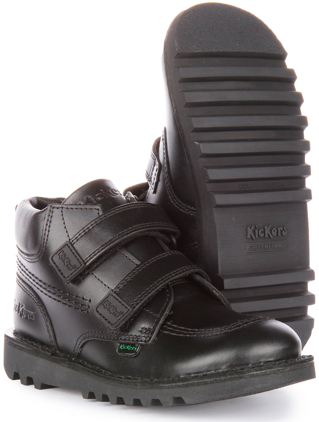 Kickers Kick Hi Roll Leather In Black For Infants
