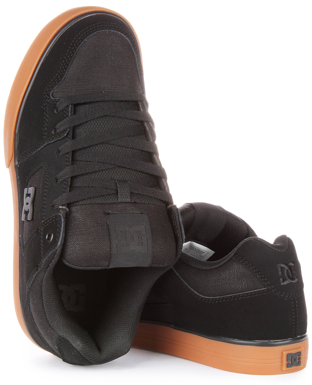 DC Shoes Pure Baskets en cuir à lacets pour hommes en noir