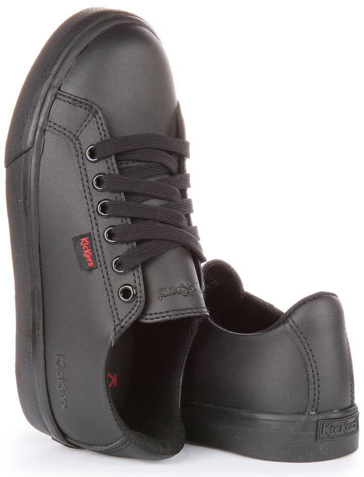 Kickers Tovni Lace Leather In Black For Junior