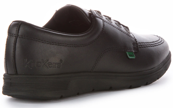 Kickers Kelland Lace Lo Zapatos de piel con cordones de 4 ojales para niño en negro