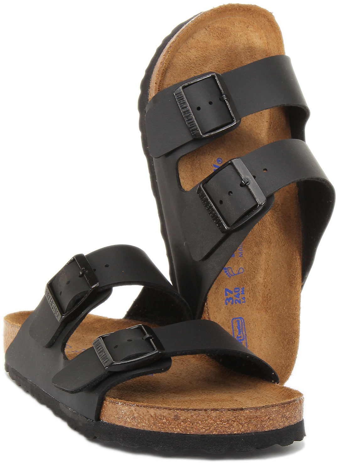 Birkenstock Arizona Sandales Birko Flor à double lanière poures en noir