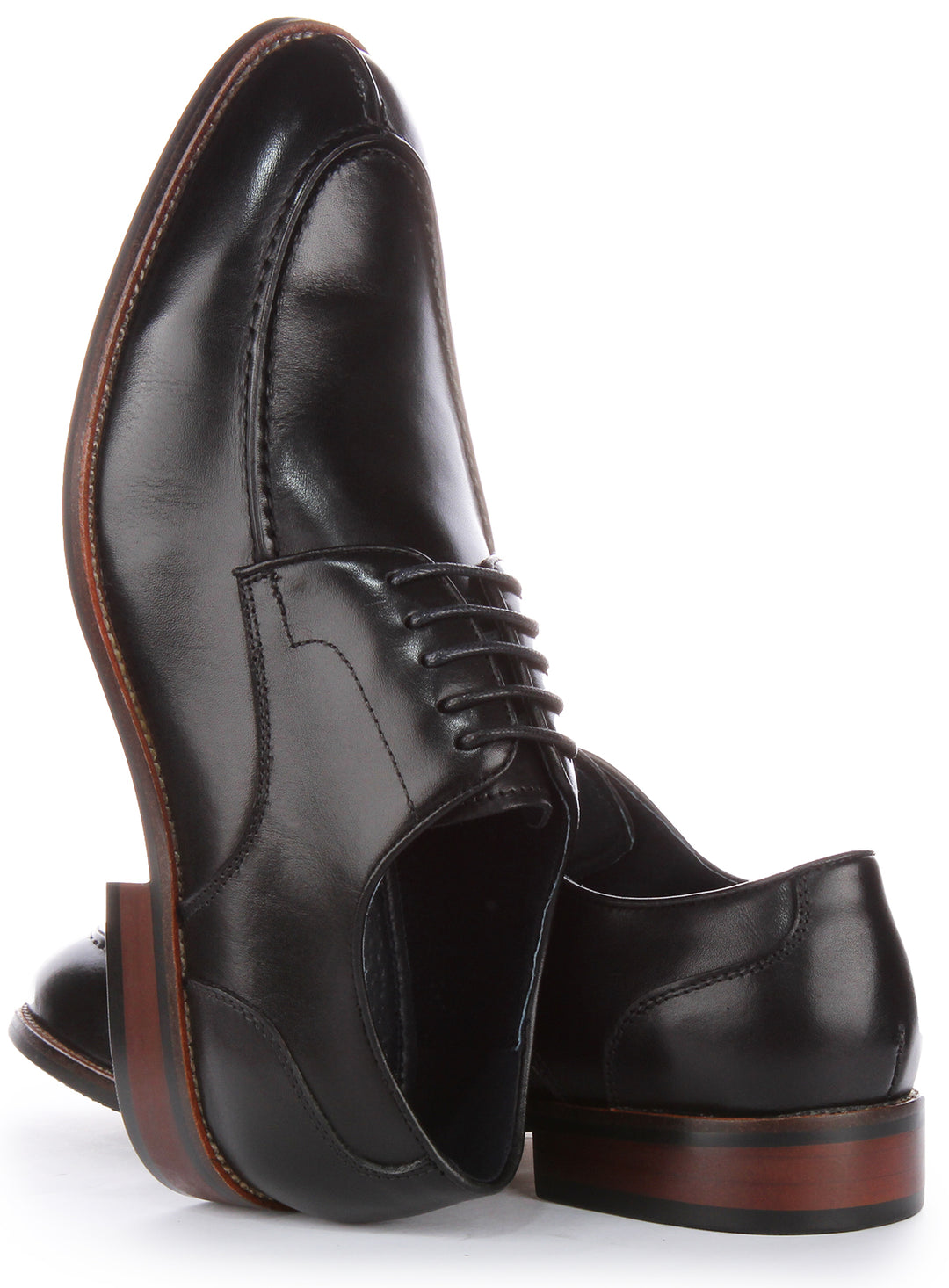 JUST REESS Ash Herren Schnürung Leder Smarte Oxford Schuhe Schwarz