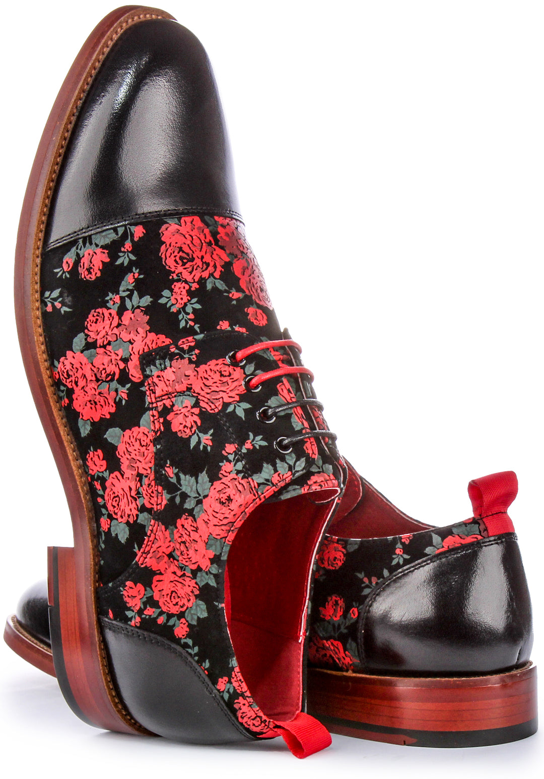 JUST REESS Jeremy Herren Schnürung Leder Blumen Oxford Schuhe Schwarz