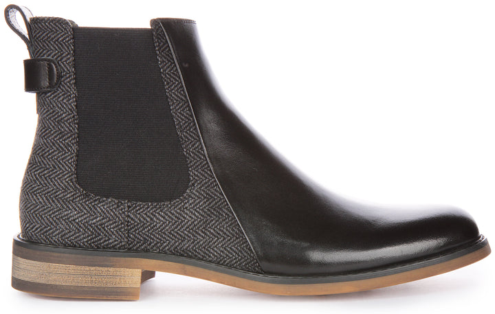 JUSTINREESS Terry Bottines Chelsea en cuir pour hommes en noir