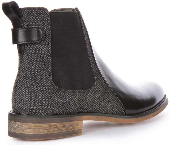 JUSTINREESS Terry Bottines Chelsea en cuir pour hommes en noir