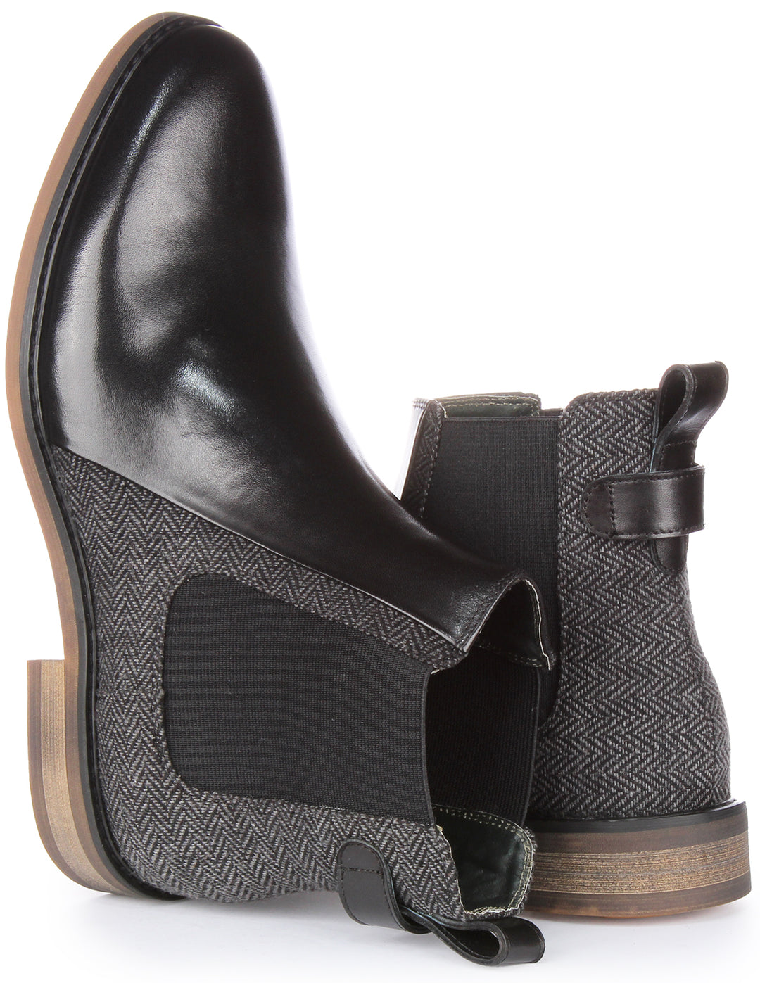 JUSTINREESS Terry Bottines Chelsea en cuir pour hommes en noir