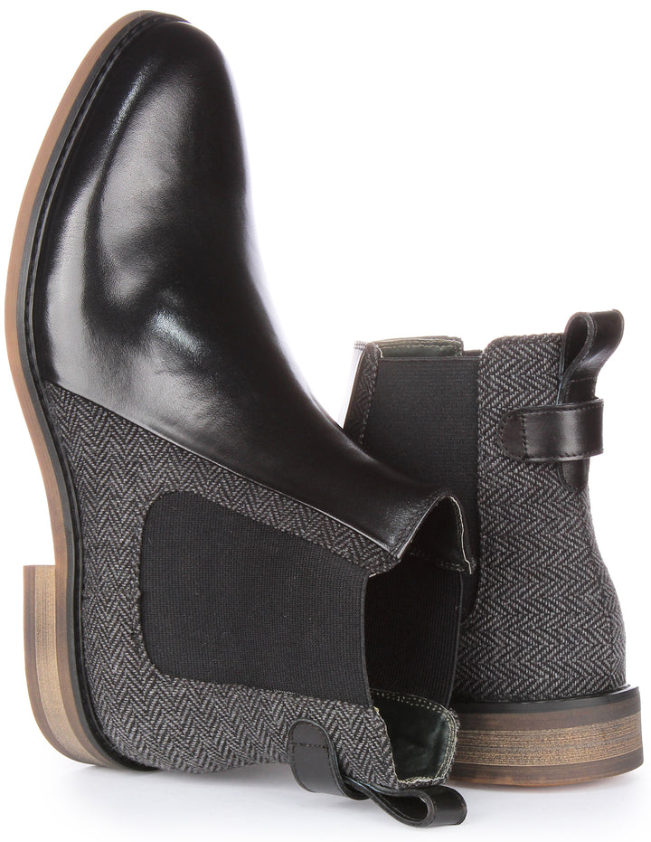 JUSTINREESS Terry Botines Chelsea de piel para hombre en negro