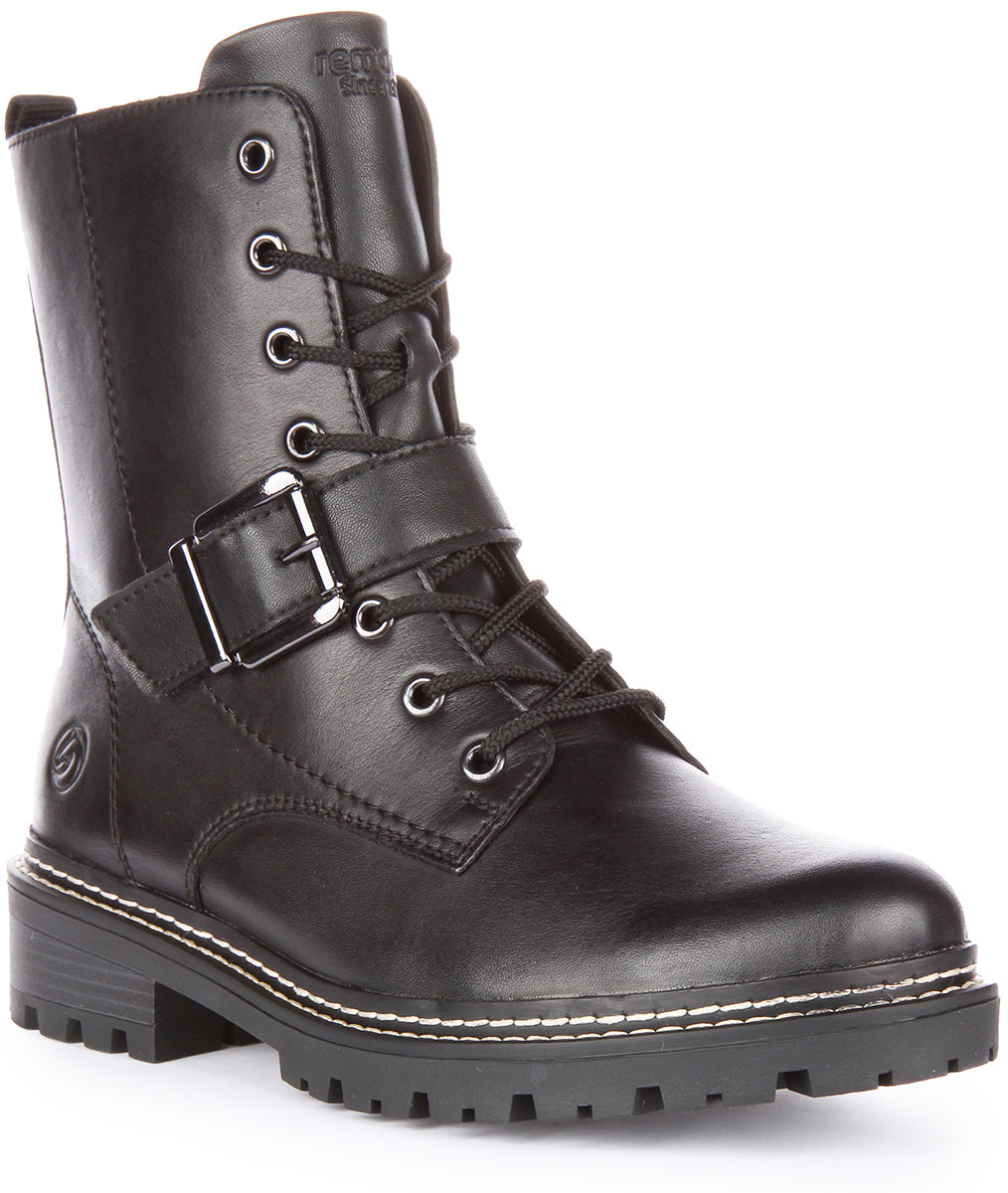 Remonte D0B78-01 Black For Women | Lightweight Buckle Zip Boot – 4feetshoes