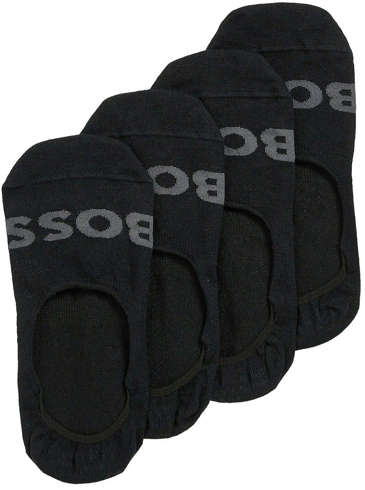 Boss 2 Pairs Invisible Logo Socks In Black For Men