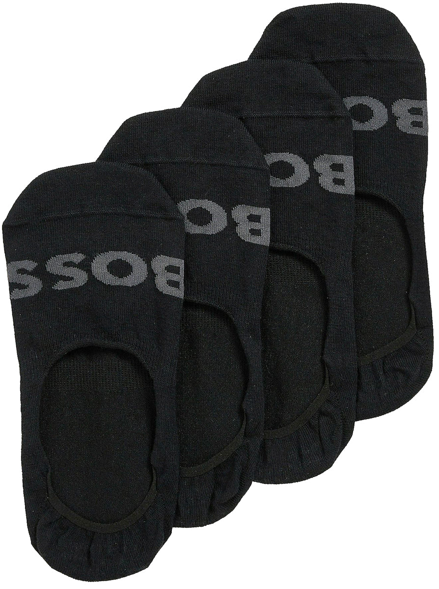 Boss 2P SL Uni Logo CC 2 paires de chaussettes invisibles en coton pour hommes en noir