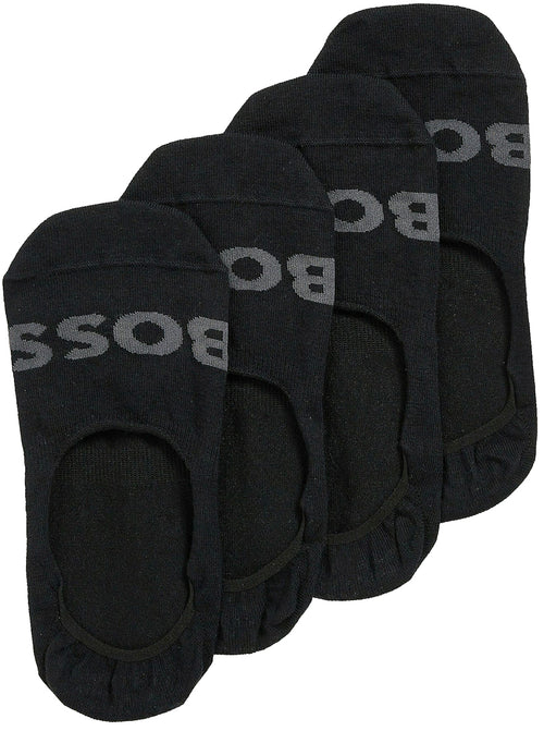 Boss 2P SL Uni Logo CC 2 Pares de calcetines invisibles de algodón para hombre en negro