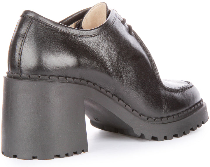 JUSTINREESS Rita Scarpe oxford con tacco medio in pelle da donna in nero