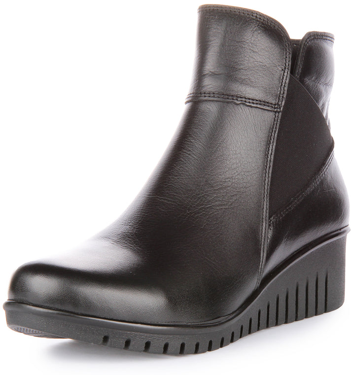 JUST REESS Rosalia Frauen Leder Keil Chelsea Stiefel Schwarz