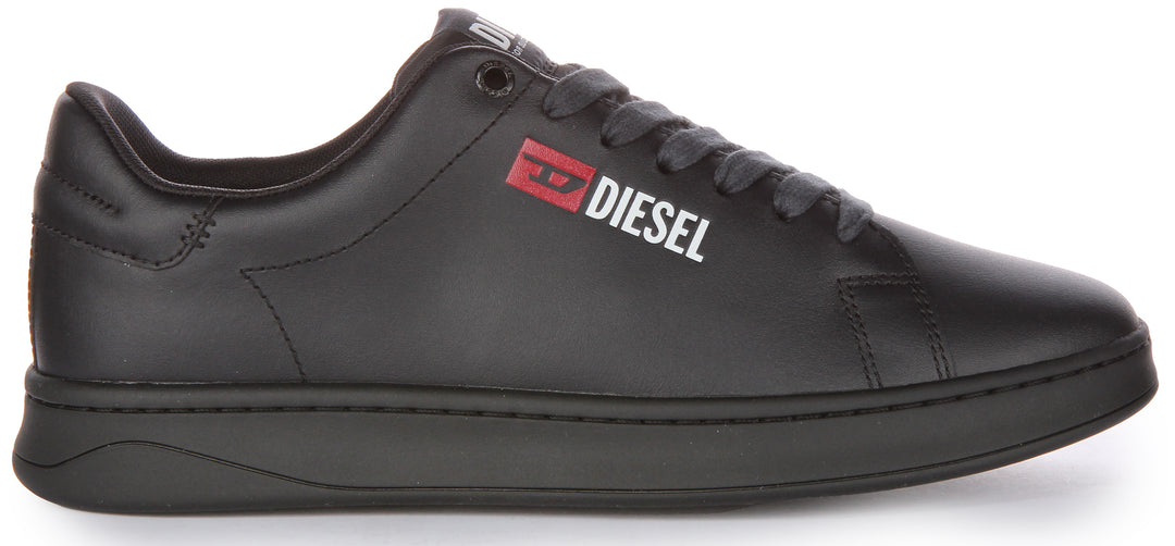 Diesel SAthene Low Zapatillas con cordones de piel para hombre en negro
