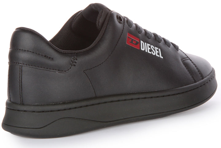 Diesel SAthene Low Zapatillas con cordones de piel para hombre en negro