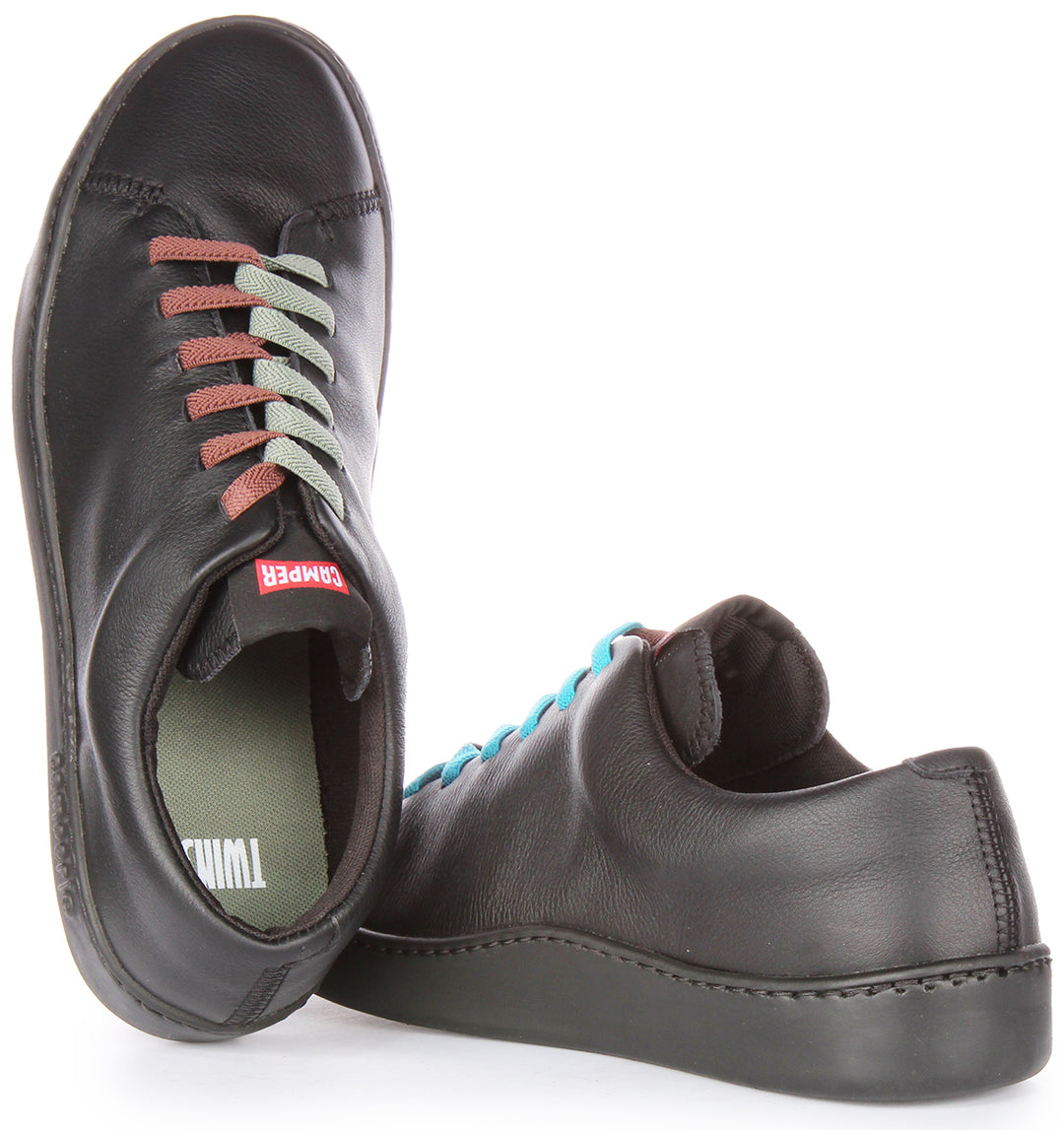 camper schuhe Camper – Twins – Ungefärbte, schwarze Lederschuhe zum Reinschlüpfen – 4feetshoes