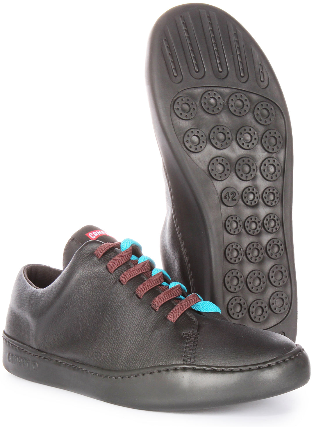 schuhe camper Camper – Twins – Ungefärbte, schwarze Lederschuhe zum Reinschlüpfen – 4feetshoes
