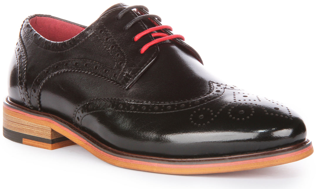 JUST REESS Dover W Frauen Schnürschuh Leder Brogue Schuhe Schwarz