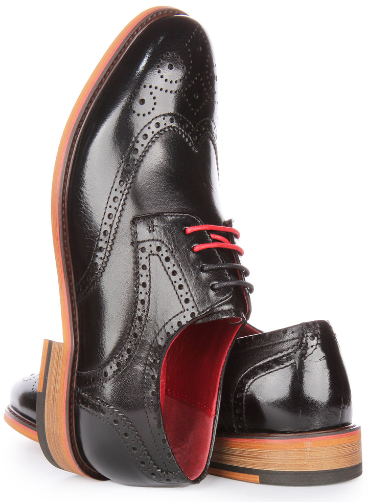 JUST REESS Dover W Frauen Schnürschuh Leder Brogue Schuhe Schwarz