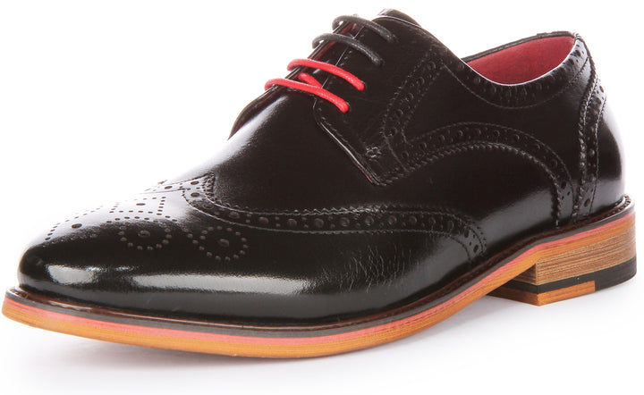 JUST REESS Dover W Frauen Schnürschuh Leder Brogue Schuhe Schwarz