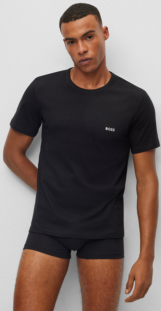 Boss TSHIRTRN 3P Classic Conjunto de 3 camisetas de algodón con cuello redondo para hombre en negro