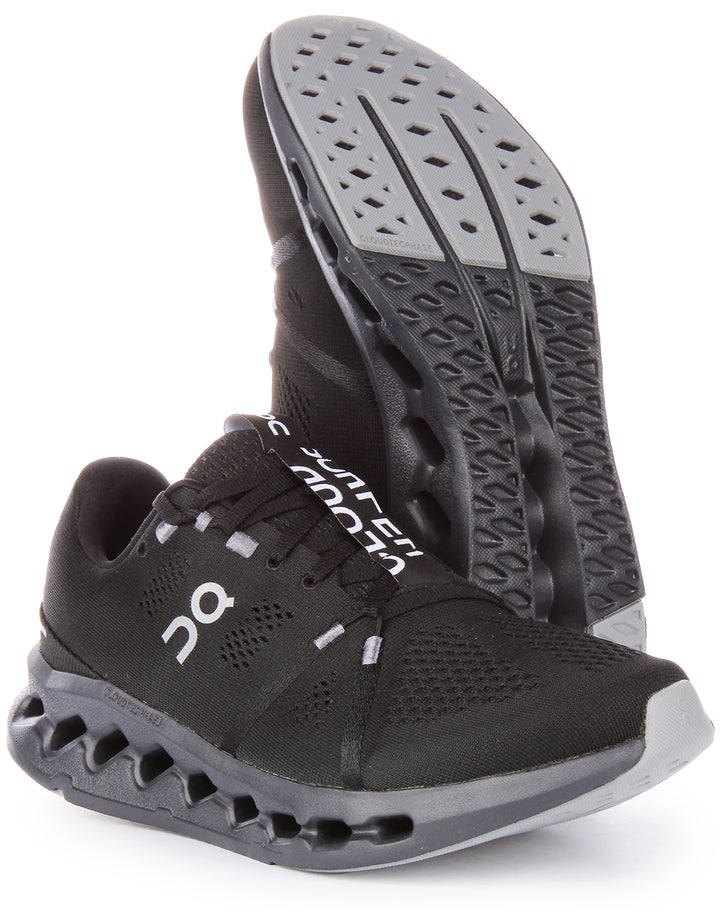 On Running Cloudsurfer Scarpe da ginnastica allacciate a rete CloudTec Phase da donna in nero