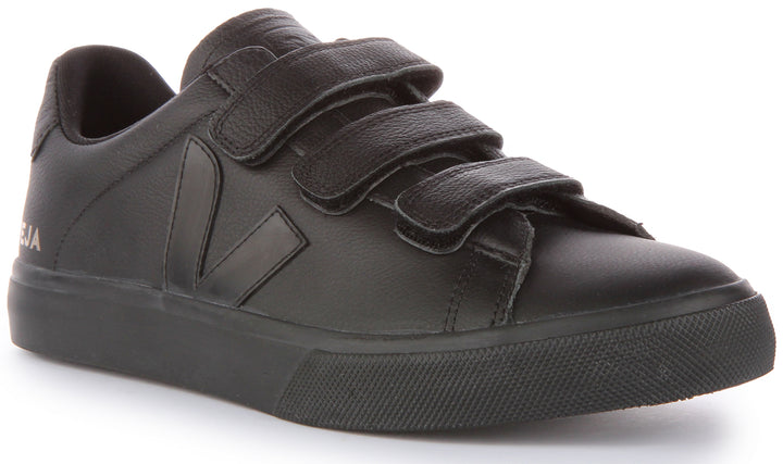 Veja Recife Scarpe da ginnastica a tre cinturini in pelle chromefree da donna in nero