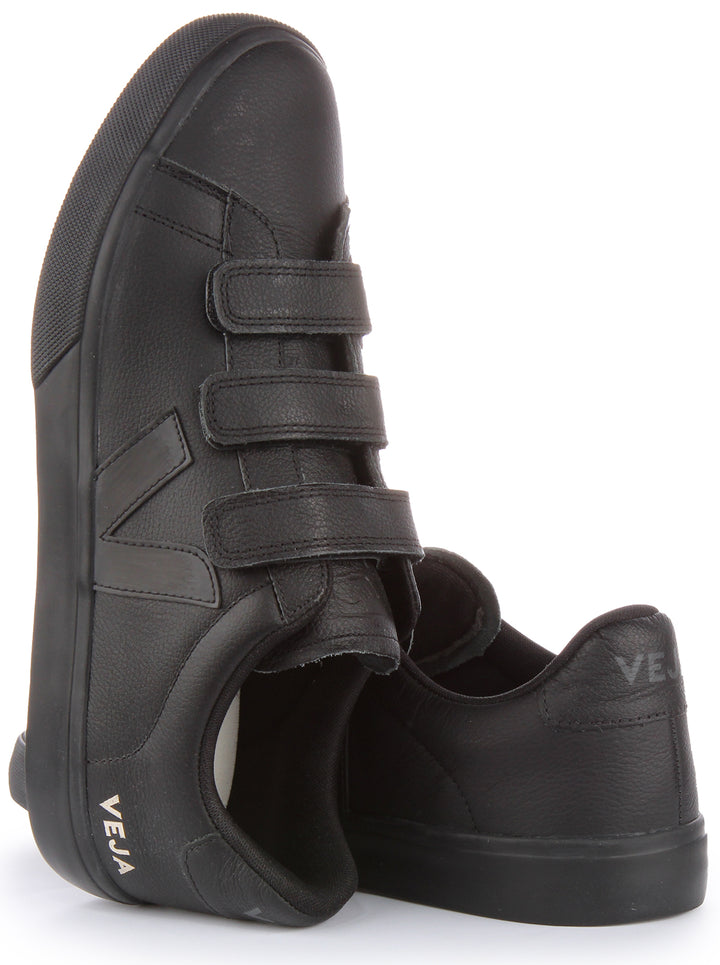 Veja Recife Herren Chromefree Leder Drei Riemen Turnschuhe Schwarz