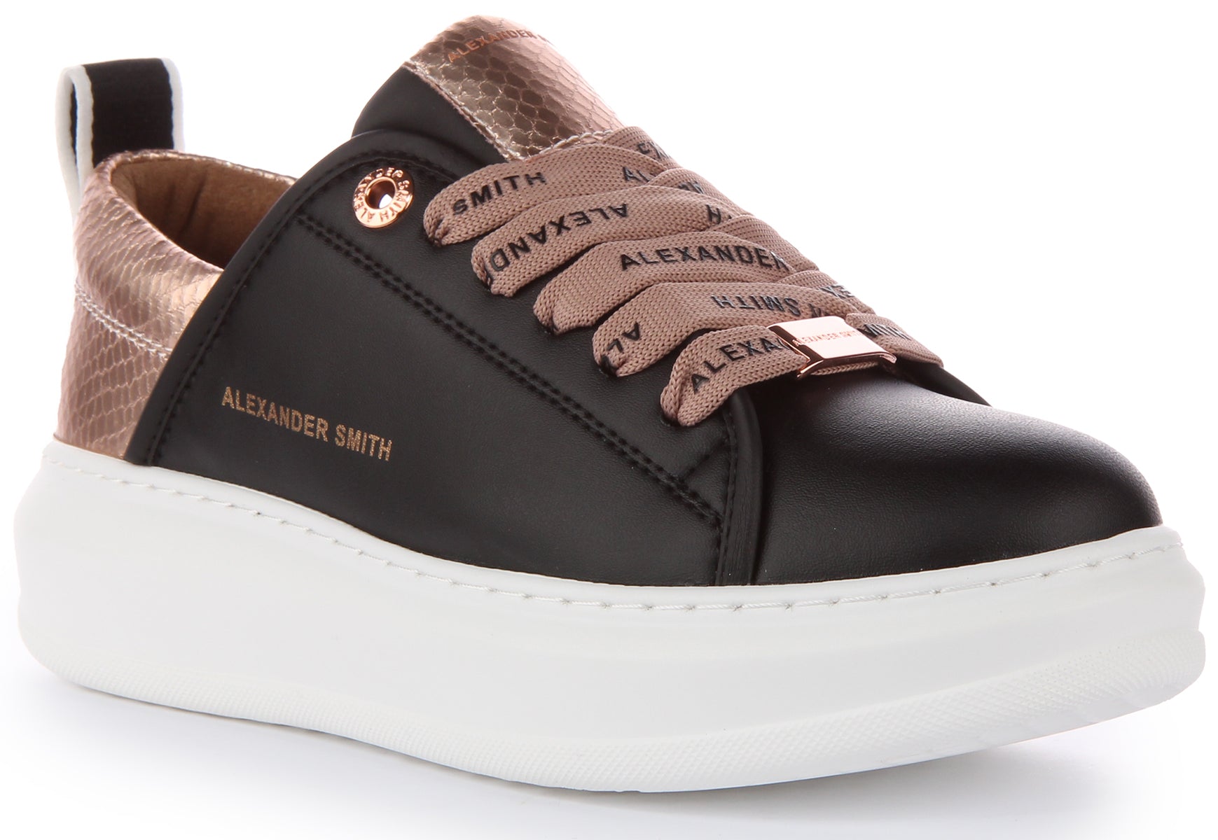 Alexander Smith Eco Wembley Zapatillas veganas con cordones para mujer en negro