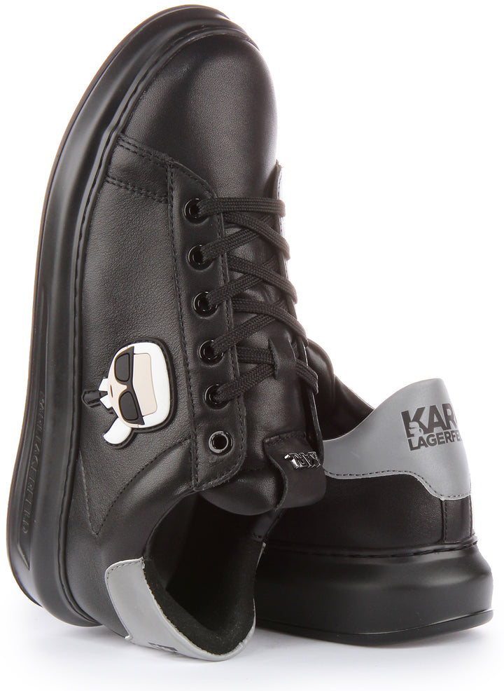 Karl Lagerfeld Kapri Baskets iconiques en cuir à lacets pour hommes en noir