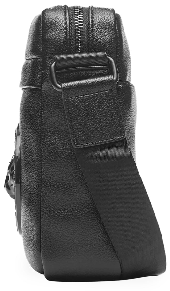 Just Cavalli Range Tiger Bolso mensajero de piel sintética para hombre en negro