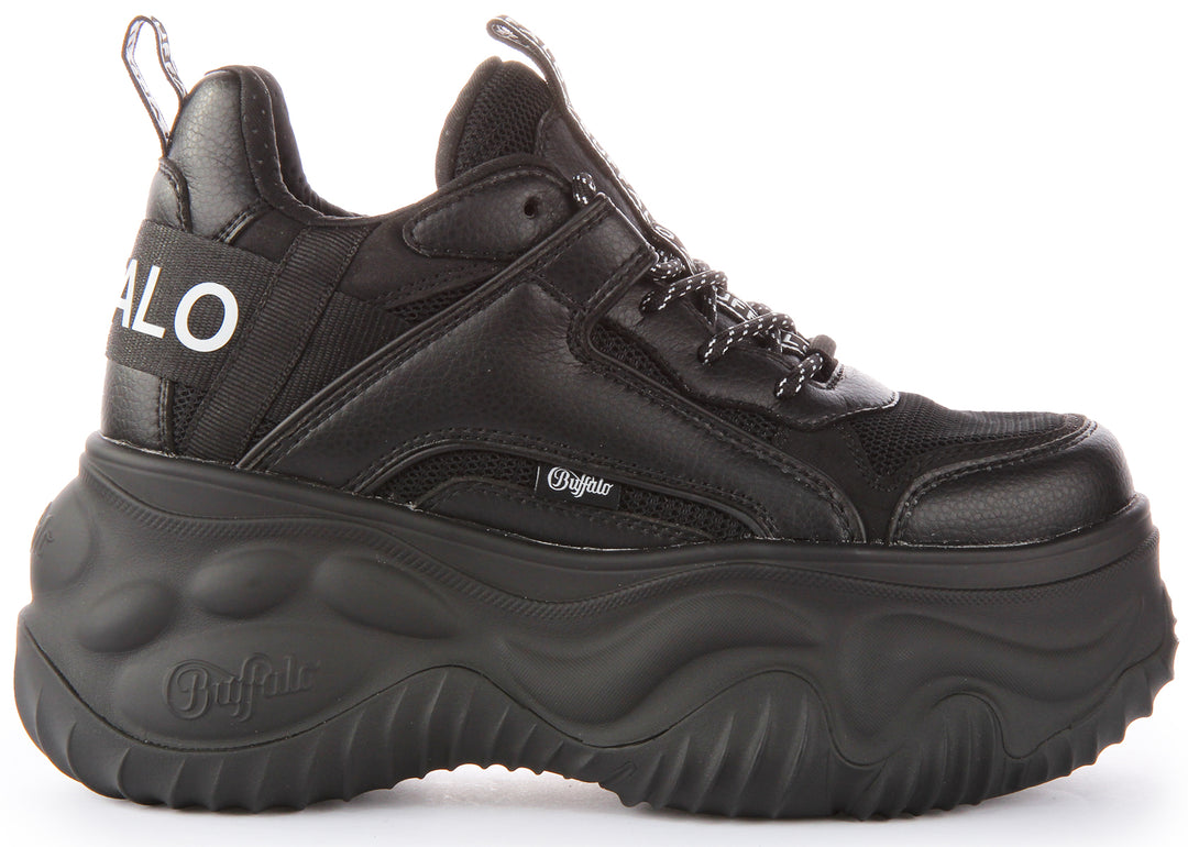 Buffalo Blader Matcha In Black For Women Vegan Nappa Platform