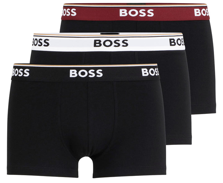 Boss Trunk 3P Power Juego de 3 bañadores de algodón elástico para hombre en negro