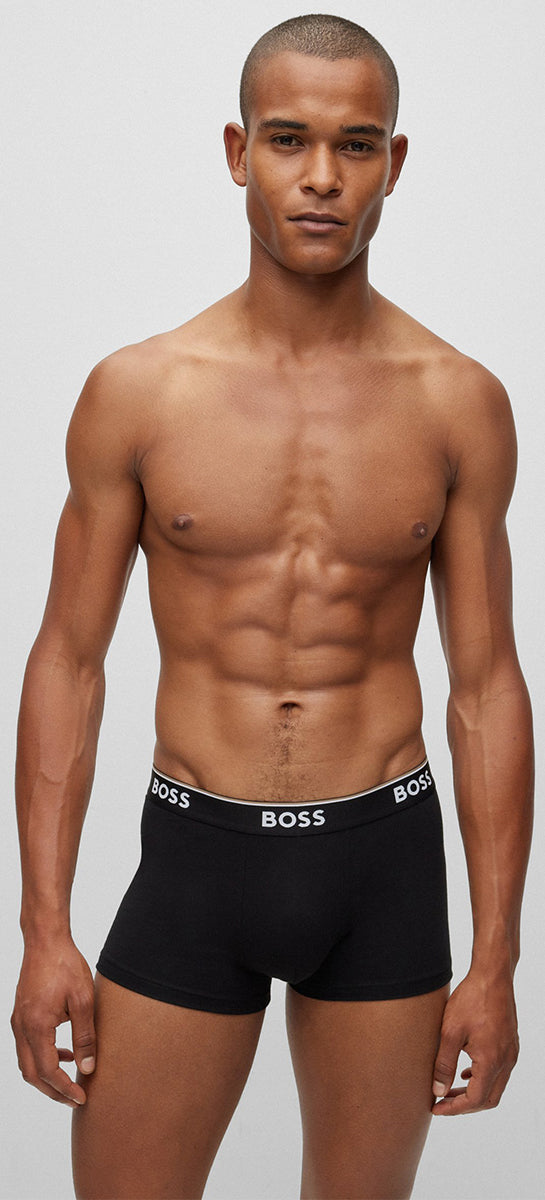 Boss Trunk 3P Power Juego de 3 bañadores de algodón elástico para hombre en negro