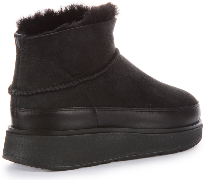 FitFlop GenFF Bota ultra mini de doble cara de piel de oveja para mujer en negro