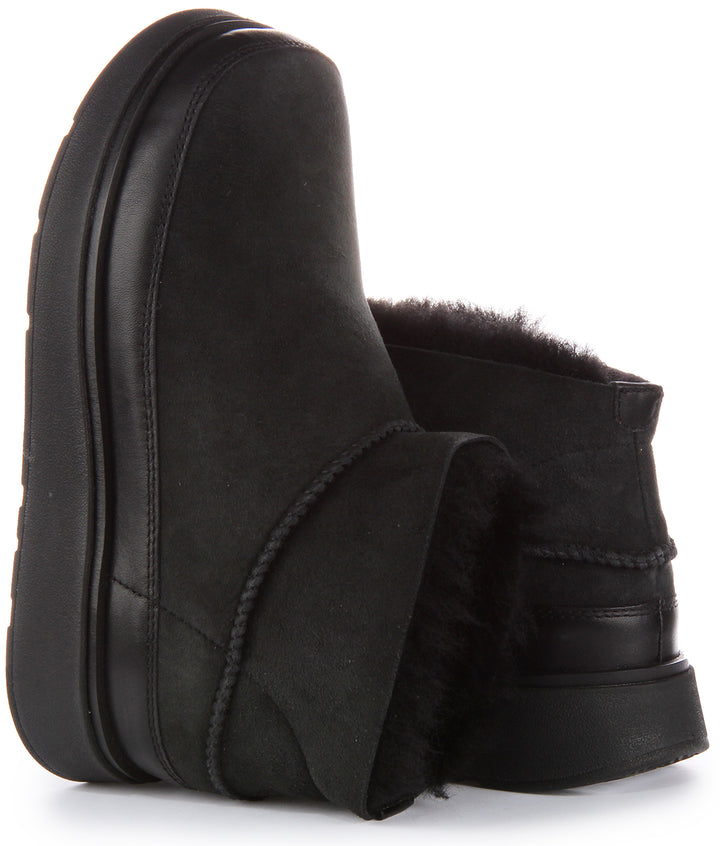 FitFlop GenFF Bota ultra mini de doble cara de piel de oveja para mujer en negro