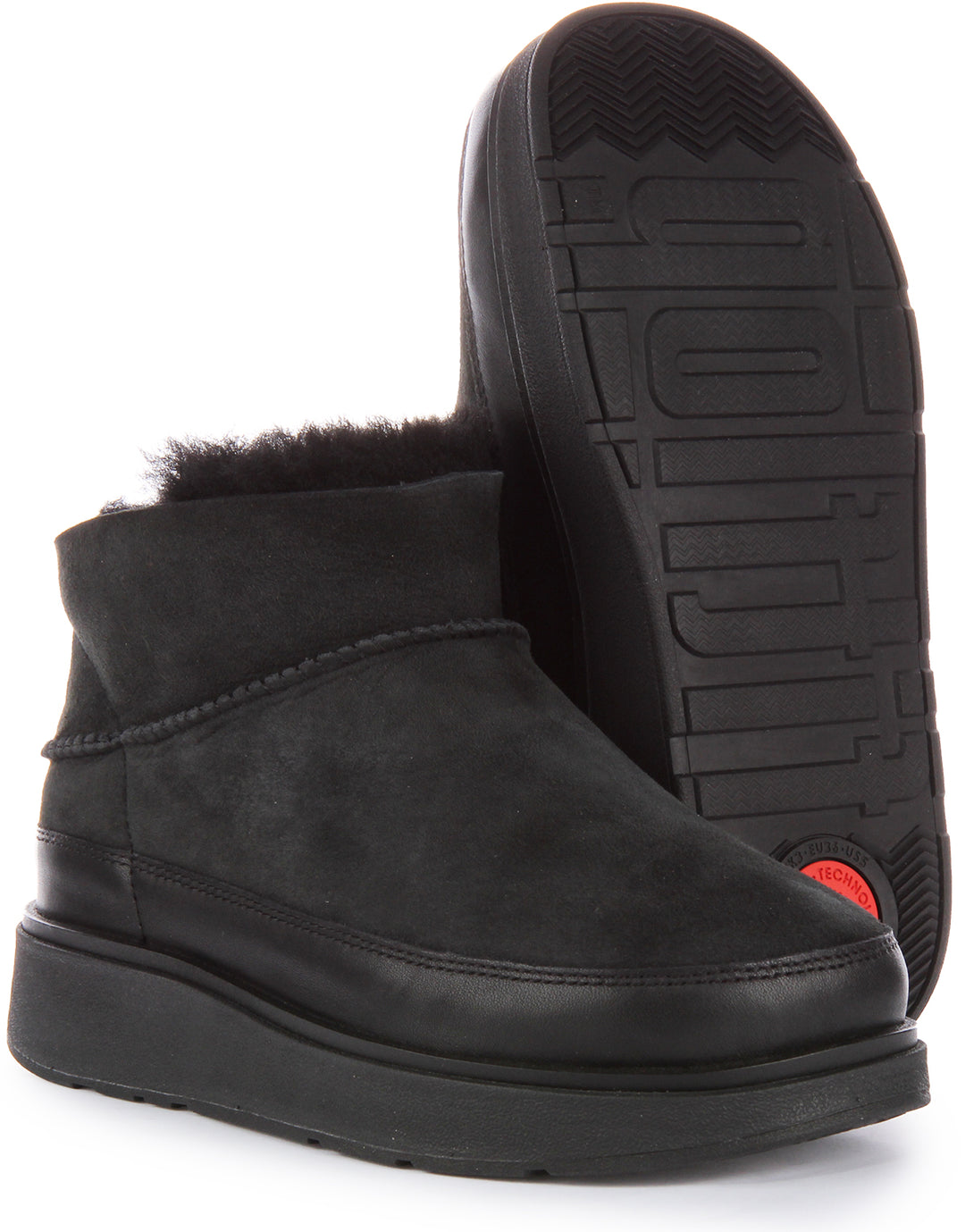 FitFlop GenFF Bota ultra mini de doble cara de piel de oveja para mujer en negro