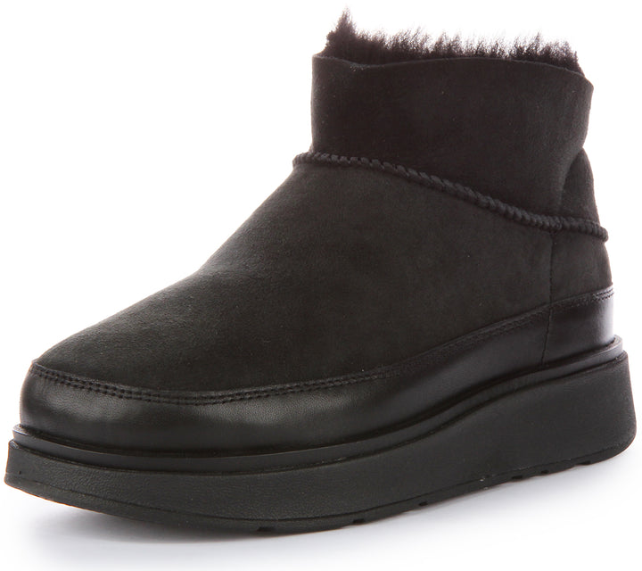 FitFlop GenFF Bota ultra mini de doble cara de piel de oveja para mujer en negro