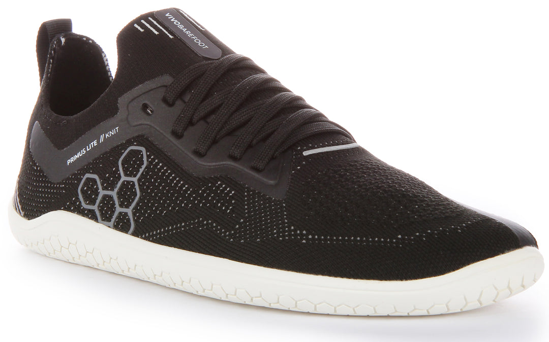 Vivobarefoot Primus Lite Knit Frauen Schnürung Punktion Resistant Turnschuhe Schwarz