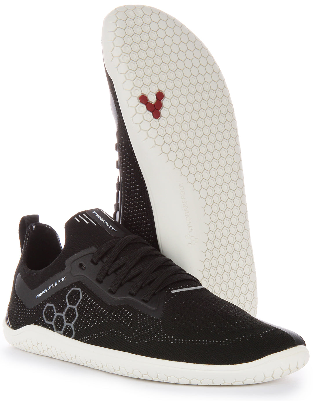 Vivobarefoot Primus Lite Knit Baskets à lacets résistantes à la perforation pour femmes en noir