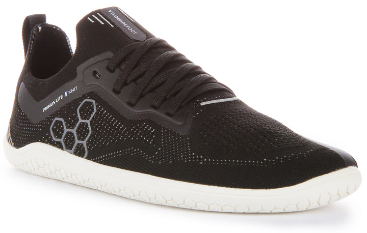 Vivobarefoot Primus Lite Knit Herren Schnürung Punktion Resistant Turnschuhe Schwarz