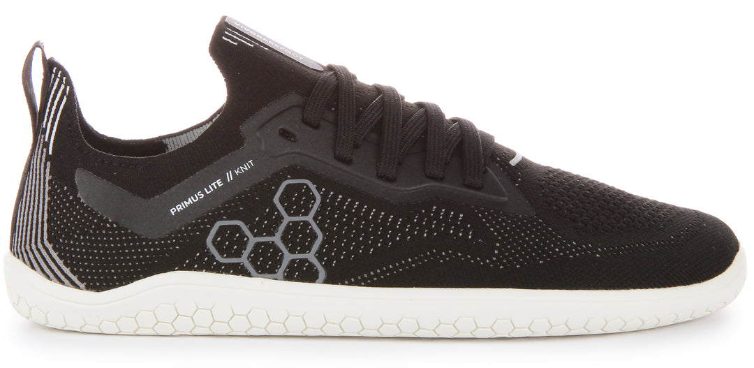 Vivobarefoot Primus Lite Knit Zapatillas con cordones resistentes a los pinchazos para hombre en negro