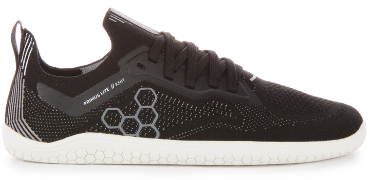 Vivobarefoot Primus Lite Knit Baskets à lacets résistantes à la perforation pour hommes en noir