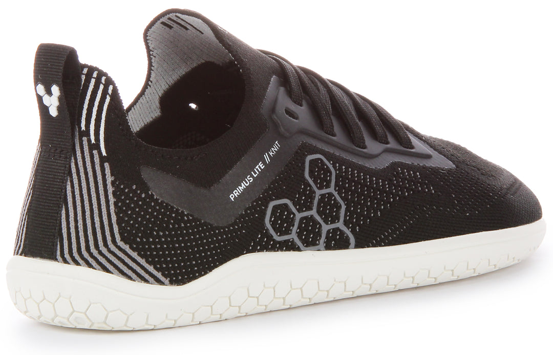 Vivobarefoot Primus Lite Knit Baskets à lacets résistantes à la perforation pour hommes en noir