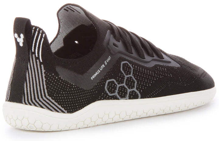 Vivobarefoot Primus Lite Knit Zapatillas con cordones resistentes a los pinchazos para hombre en negro